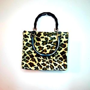 Leopard Print top handle bag tote